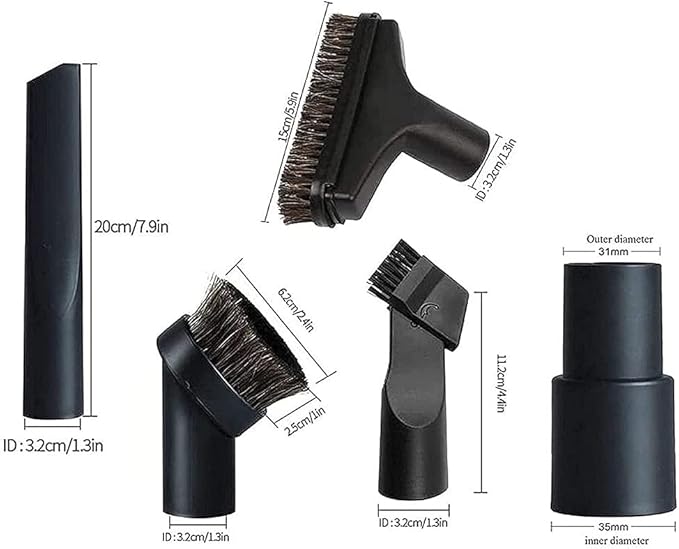 Buysk 32mm Vacuum Attachments Accessories, Vacuum Cleaning Set Brush Nozzle Crevice Tool with 35mm to 32mm Hose Adapter 5pcs