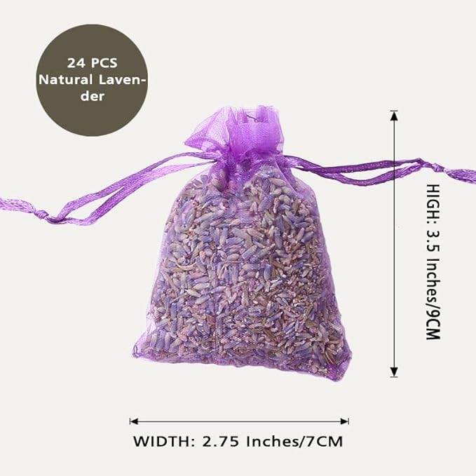 WEALD TRIBE Natural Sun Dried Lavender Sachets for Drawers Closets Wardrobes, 24 Packs Home Fragrance Fresh Air Bags (24)