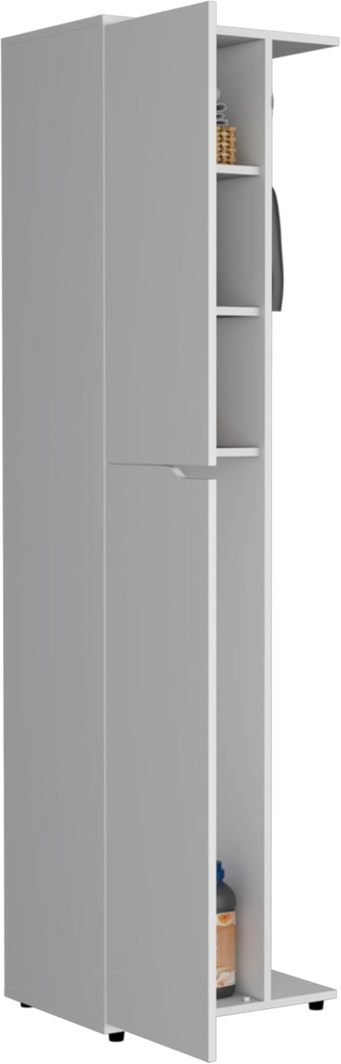 Freestanding Austin Storage Closet in White - Ideal for Organizing Brooms, Cleaning Products, and More with Sturdy Construction