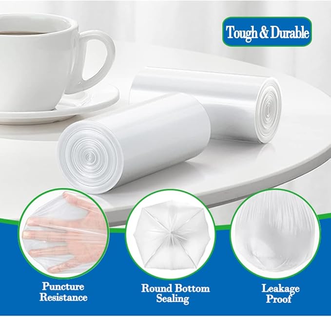 1.2 Gallon 350pcs Small Trash Bags - Strong Garbage Bags, Bathroom Mini Trash Can Liners, Plastic Bags for Home Office, Waste Basket Liners, Fit 5 Liter, 0.8,1,1.5 Gal