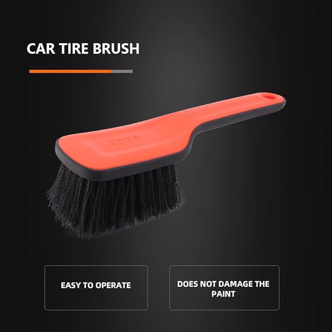 SPTA Tire Brush, Carpet Cleaning Brush, 2Pcs Wheel Brush, Carpet Cleaning Brush,Stiff Synthetic Bristles, Ergonomic Design Handle, Scrub Brush for Floor Mats,Car Wheel Hub Cleaning,Car Interior, Home