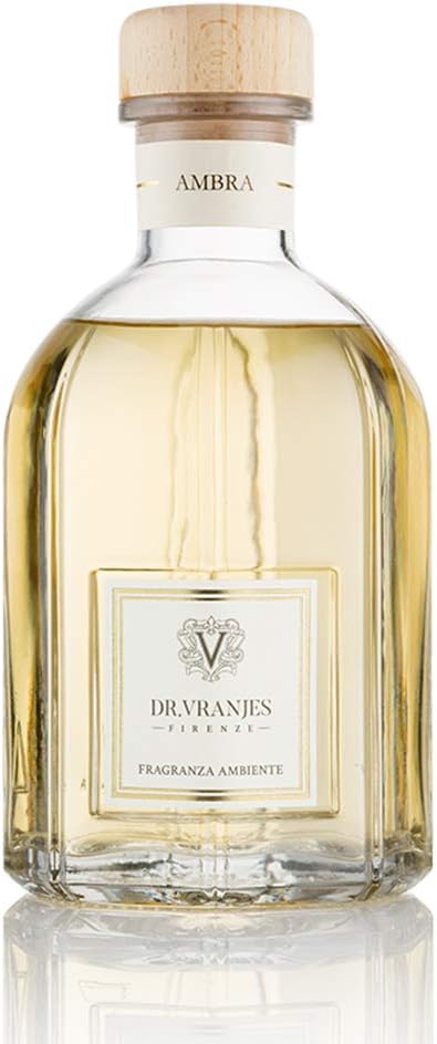 Dr. Vranjes - Ambra 500 ml Diffuser + Double Pack of White Sticks (3 Pieces Bundle)- Luxury Home Fragrance, Made in Italy, Main Scent: Oriental, Olfactory Pyramid: Amber, Patchouli, Sandalwood