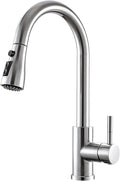 GIMILI Kitchen Faucet with Pull Down Sprayer Single Hole Kitchen Sink Faucet Suitable for Farmhouses RV Laundry Room Outdoor and Campers Brushed Nickel