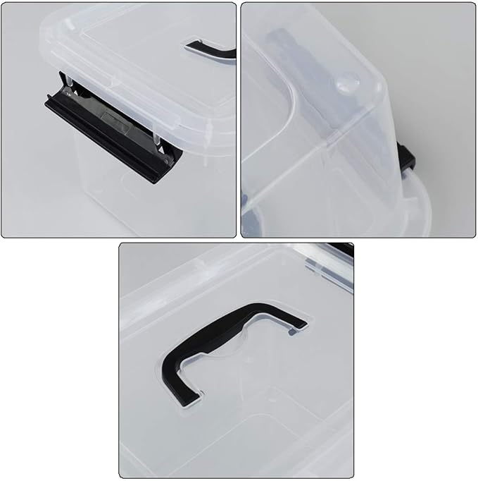 Farmoon 6 Quart Clear Lidded Storage Bin, Small Plastic Container Box with Handle, 6 Packs, R