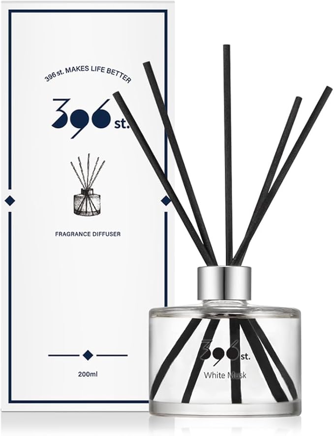 396 st. Reed Diffuser, White Musk, 200ml(6.7oz) / Reed Diffuser Sets, Home Fragrance, Scented Oils, Home & Bathroom Décor