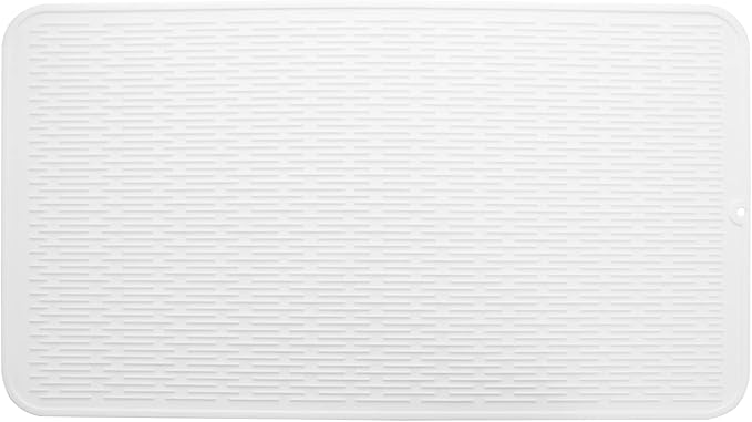 MicoYang Silicone Dish Drying Mat for Multiple Usage,Easy clean,Eco-friendly,Heat-resistant Silicone Mat for Kitchen Counter or Sink,Refrigerator or Drawer Liner White 4XL 32 inches x 18 inches