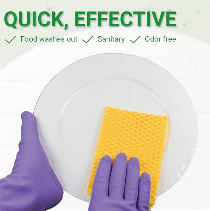 Basic Dish Wash Net (10Pcs) - All Purpose, Non-Scratch, Heavy Duty Dish Scrubbers for Cleaning Dishes, Pots and Pans Color Pink (Pink & Yellow 10 Pcs)