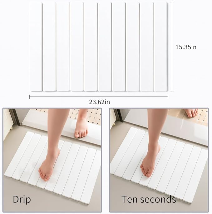 DrySwift Dish Drying Stone Mat | Large Stone Drying Mat for Kitchen Counter | Premium Diatomaceous Earth Mat for Dishes | Non-Slip Kitchen Sink Mat | Fast-Absorbing, Eco-Friendly | 23" x 15.5" (Pearl)