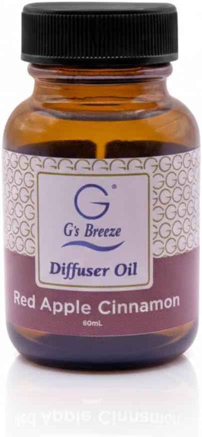 G's Breeze Red Apple Cinnamon Diffuser Oil – 60ml Soft & Soothing Red Apple Cinnamon Scent, Long-Lasting Aroma for Nurseries, Bedrooms, & Living Rooms, Easy Refill for Fragrance Oil Diffuser