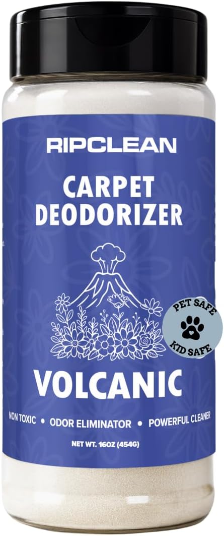 Ripclean Carpet Deodorizer & Freshener Cleaning Powder, Odor Eliminator for Strong Odors & Homes w/Pets, Safe around Kids & Pets, Use on Carpet, Rugs, Upholstery & More (16 Ounce, Lemon)