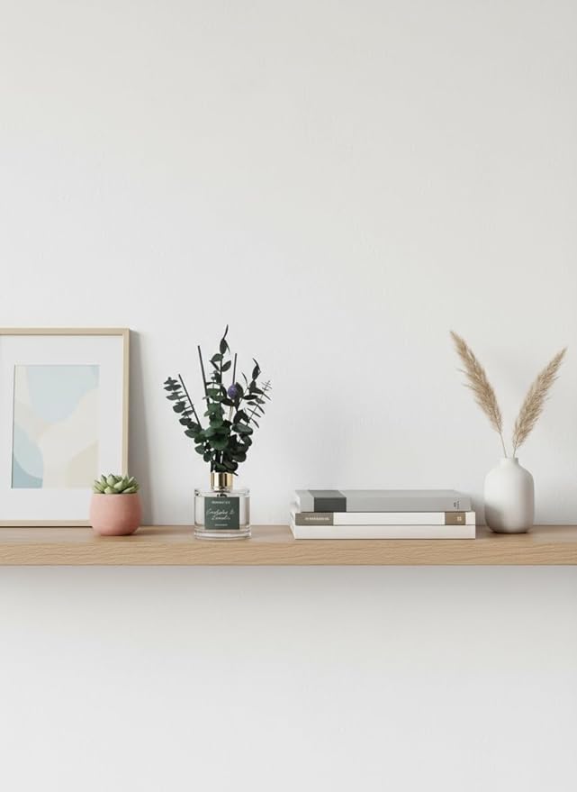 5.7 fl oz Eucalyptus Lavender Reed Diffuser Set, Glass Bottle with Preserved Flowers, Natural Home Fragrance for Bedroom, Bathroom, Home Decor(170ml)