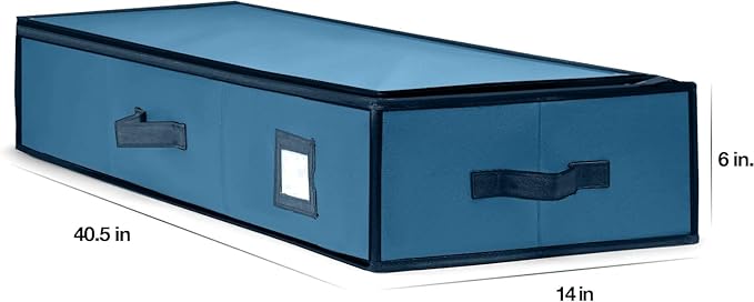 Premium Wrapping Paper Organizer Storage | Gift Wrap Holder with Extra Pockets for Christmas Decorations, Reinforced Handles, Heavy Duty, Ultra-Durable, Tear-Proof Fabric - Fits Up to 27 Rolls (Blue)