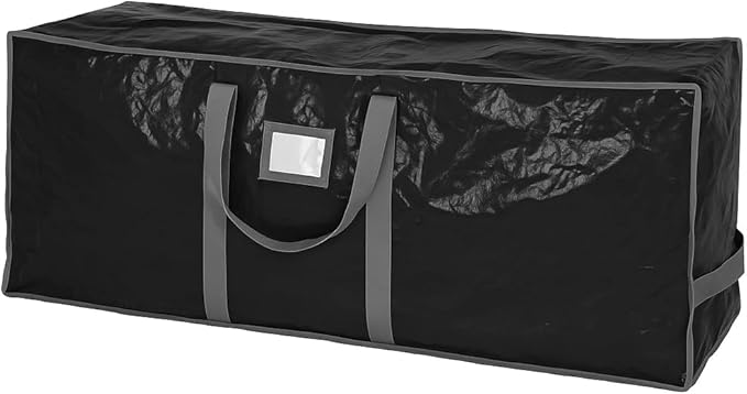 Christmas Tree Storage Bag - Stores 7.5 Foot Artificial Xmas Holiday Tree, Durable Waterproof Material, Zippered Bag, Carry Handles - Protects Against Dust, Insects and Moisture (Black)