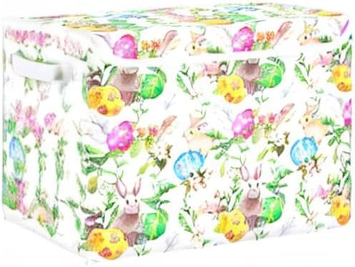 senya Easter Storage Baskets Collapsible Storage Bins with Lids, Easter Bunny Eggs in Grass Flowers Storage Boxes Clothes Baskets for Organizing B06D22020 Pattern 2 One Size
