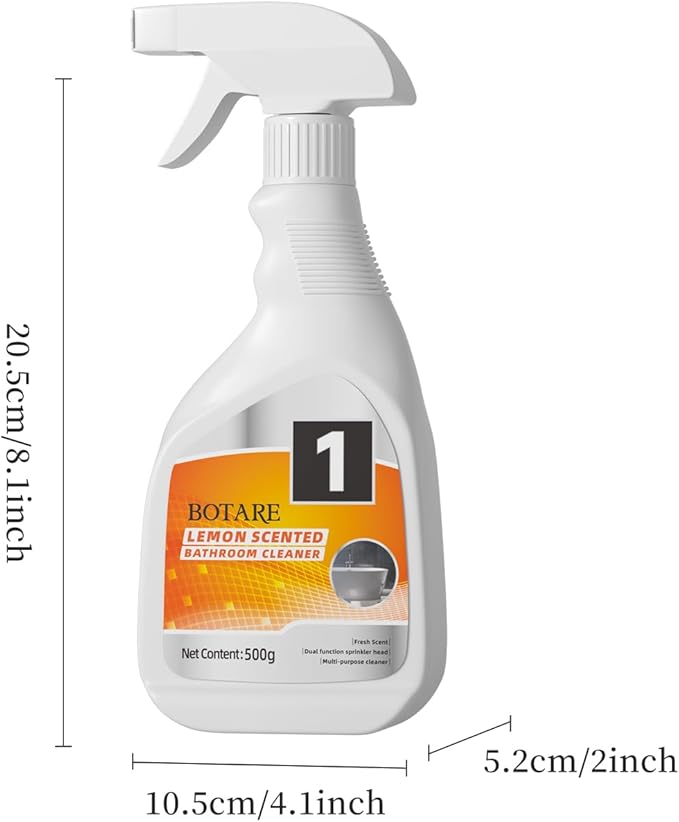Botare Lemon Bathroom & Shower Cleaner Spray - Effective Foam Bubbles Spray That Removes Soap Scum & Hard Water Stains, All-Purpose for Tub, Toilet, Tile, Sink, Glass & Wall (17.64 fl oz x3 Bottle)