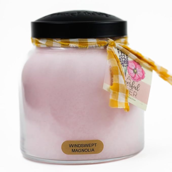 A Cheerful Giver - Windswept Magnolia - 34oz Papa Scented Candle Jar with Lid - Keepers of The Light - 155 Hours of Burn Time, Gift for Mother's Day, Spring Scented Candles