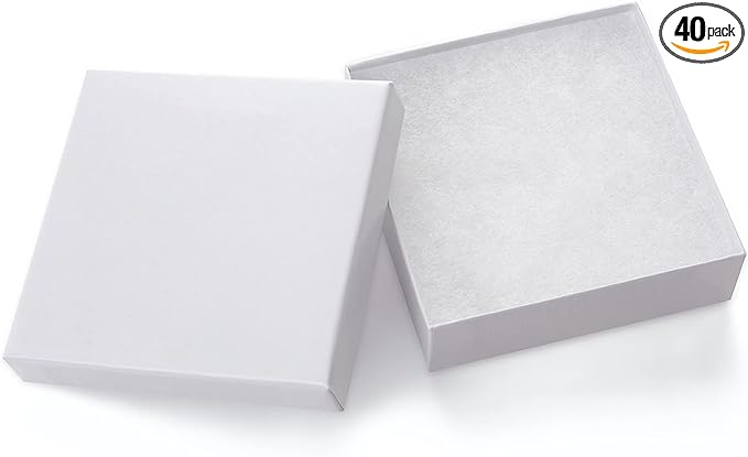 GEFTOL Jewelry Gift Boxes 40 Pack 3.5x3.5x1 Inch Cardboard Jewelry Boxes,Small Gift Boxes for Jewelry Earrings Necklaces Handmade Bangles Bracelets(White)