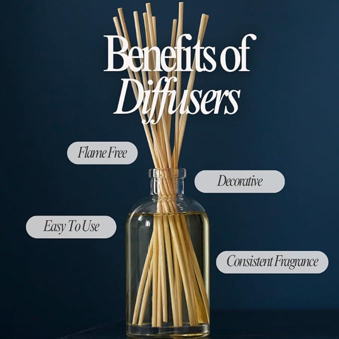 Hillhouse Naturals Reed Diffuser Set - Lavender Scent Diffuser - Reed Diffusers for Home with Long Lasting Fragrance – 6 oz Oil – Diffuse Time 4-6 Months – Made in The USA