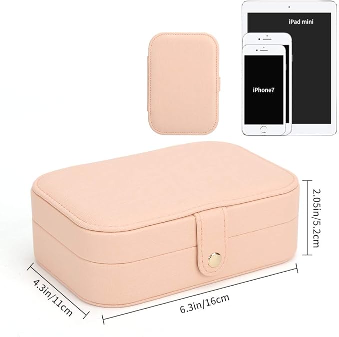 Travel Jewelry Case Jewelry Organizer Box with Two Layer Portable Small Jewelry Storage Case Accessories Holder/Pink