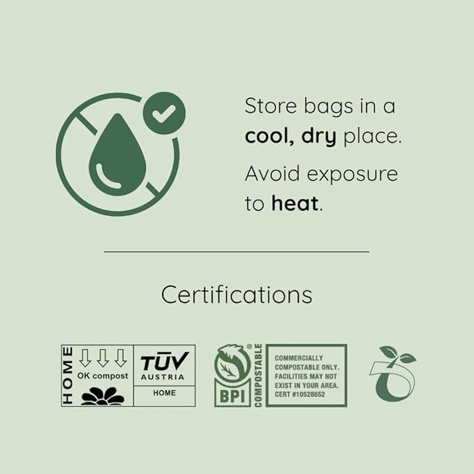 Compost Bags, Compostable Trash Bags 3 Gallon Compostable Bags Small Compost Bags for Countertop bin Extra Thick 0.71 Mil. ASTM D6400 Certified By BPI and TÜV AUSTRIA (3 Gallon, 100 Units)