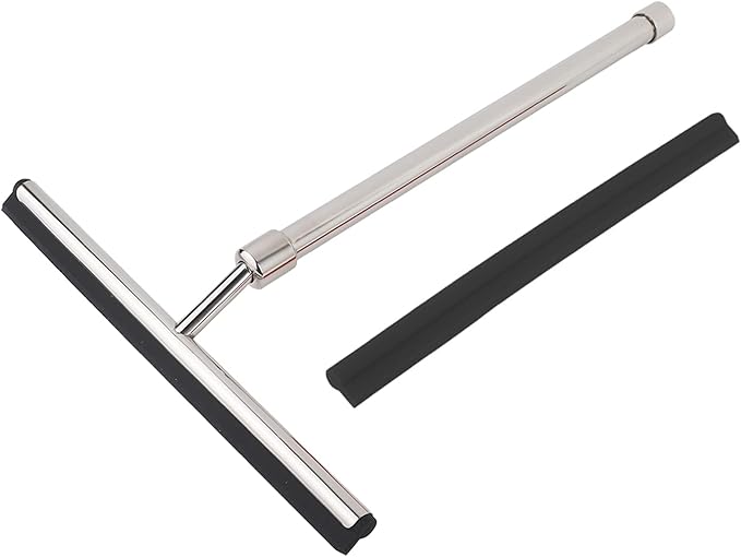 Extendable Stainless Steel Squeegee Telescoping Shower Glass & Window Cleaner with Scraper Blade for Bathroom Car Mirror Tile Professional Reach Tool with Adjustable Handle