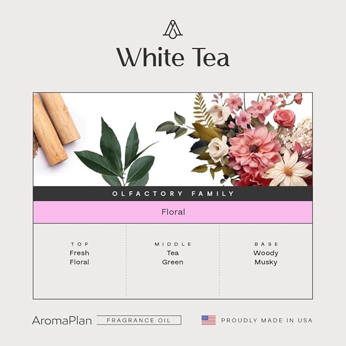 AromaPlan Hotel Scent Diffuser Oil White Tea 5 Fl Oz (148ml) –Luxury Hotel & Home Fragrance Oil - Non Toxic - Made in USA - Bigger Bottle, Bolder Aroma & Longer Lasting