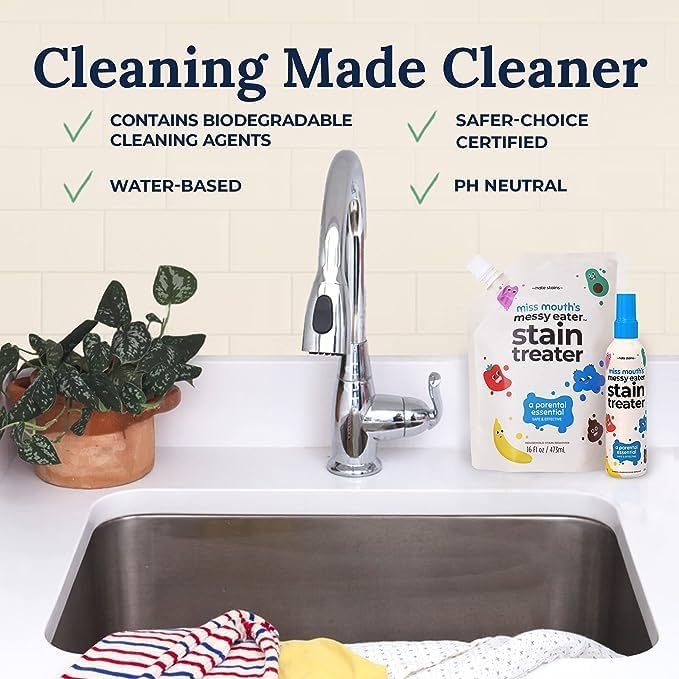 Miss Mouth's Messy Eater Stain Treater - 2 Pack Stain Remover Spray and 16oz Refill Pouch