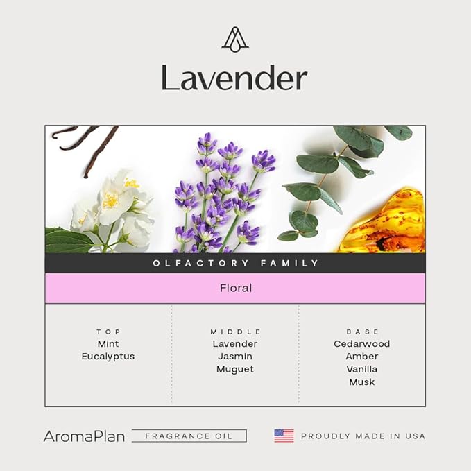 AromaPlan Hotel Scents Lavender 16 Fl Oz (473ml), Home Luxury Aroma & Diffuser Oil for Aromatherapy - USA Made, Bigger Bottle, Bolder Aroma & Longer Lasting