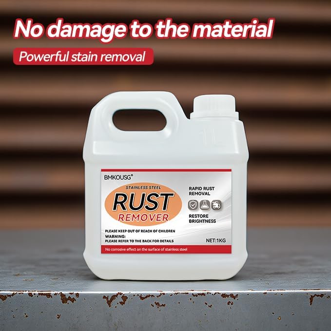 Bmkousg Stainless Steel Rust Stain Remover & Cleaner 2.2LB - Quickly Cleans Stainless Steel Appliances, Furniture, Commercial Equipment, Grills, Sinks, and Tools | Powerful & Safe Metal Rust Remover
