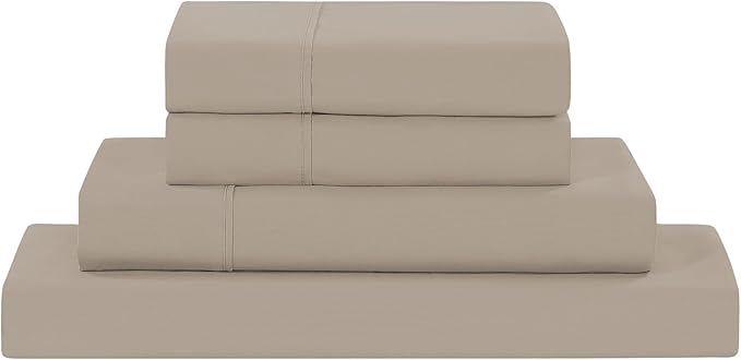 Modern Threads Soft Microfiber Solid Sheets - Luxurious Microfiber Bed Sheets - Includes Flat Sheet, Fitted Sheet with Deep Pockets, & Pillowcases Khaki California King
