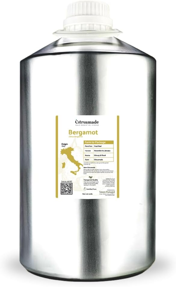 Bergamot Essential Oil - Direct from Citrusmade in Sicily- Pure Essential Oil for Diffusers and Aromatherapy | 100% Pure Therapeutic Grade (22lbs)