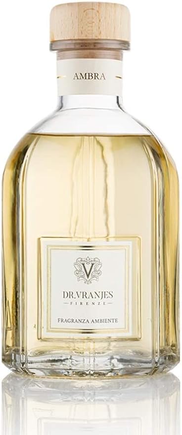 Dr. Vranjes - Ambra 1250 ml Diffuser + Double Pack of White Sticks (3 Pieces Bundle)- Luxury Home Fragrance, Made in Italy, Main Scent: Oriental, Olfactory Pyramid: Amber, Patchouli, Sandalwood