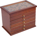 Jewelry Storage Organizer, 6 Layers with 5 Drawers Large Jewelry Organizer Wooden Storage Box Case for Woman (Brown type1)