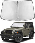 EcoNour Windshield Sunshade for Jeep Wrangler & Gladiator 2018–2026| Foldable Custom Fit Sun Visor Protector | Blocks UV Rays & Heat | Front Window Jeep Accessory | Keeps Jeep Interior Cool & Comfort