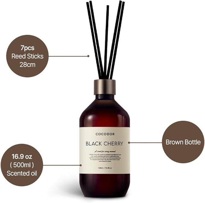 COCODOR Premium Reed Diffuser/Cedar Wood /16.9oz /1 Pack/Large Capacity Fragrance Scent Oil Stick Diffuser Set for Bedroom Bathroom Home Décor