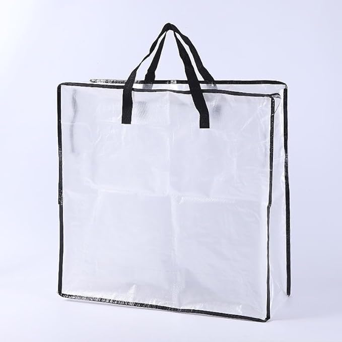 2 Pack Clear Wreath Storage Bags 26 Inch 90L - Durable and Heavy Duty Transparent PP Zipper Bags with Handles for Christmas Easter Fall Holiday Wreaths, Blankets, Comforters, Pillows
