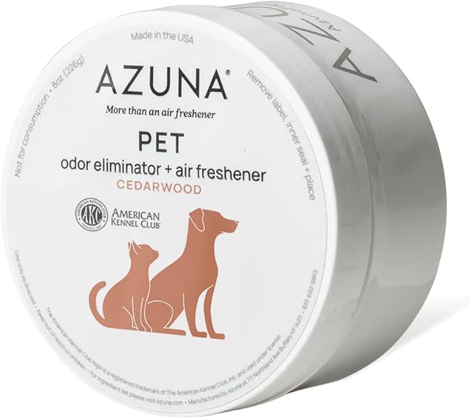 Azuna Pet Odor Eliminator for Strong Odor Gel | Plant Powered Australian Tea Tree Oil | Dog and Cat Room Deodorizer | Pet and Child Friendly | Cedarwood Scent | 8oz Pod