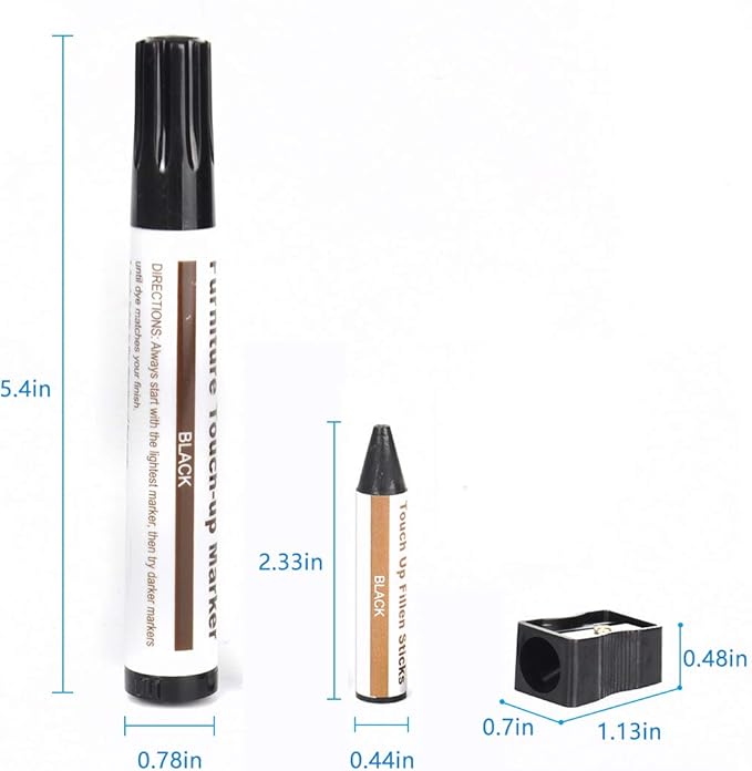 Wood Repair Markers- Furniture Touch Up Markers Kit, 6Pcs Wood Scratch Cover Markers and 6Pcs Wax Filler Sticks for Wooden Floors, Tables, Desks, Carpenters- Set of 13