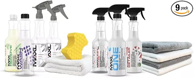 MAXL® Method Complete 9 Premium Auto Detailing Solution Bundle - All-in-One Car Detailing Kit for Deep Clean, Paint Protection, Instant Gloss, Spot-Free Drying, and Easy Rinse-Off Application