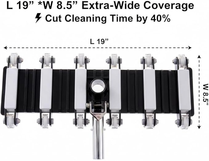 19" Commercial Weighted Pool Vacuum Head, Heavy-Duty Flexible Head with Chrome-Plated Metal Handle & 12 Urethane Wheels,Professional Cleaning Tool for Inground & Above Ground Pools