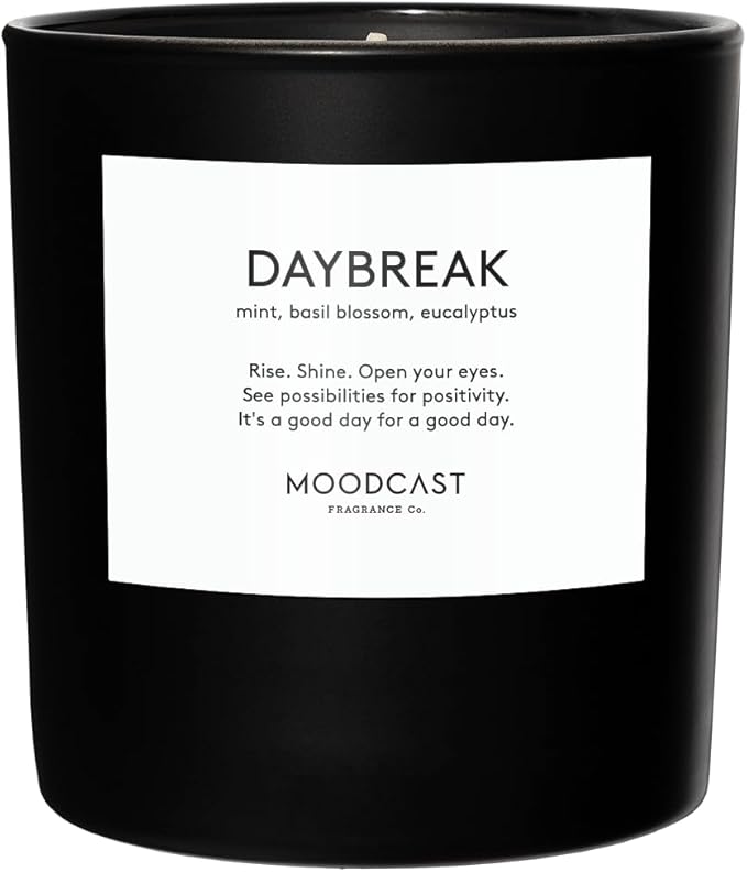 Moodcast Daybreak Scented Candle – Aesthetic Candle for Home, Mint, Basil Blossom & Eucalyptus, Clean Coco Wax Blend, Vegan, Paraben-Free, 45-Hour Long Lasting Burn – 8oz
