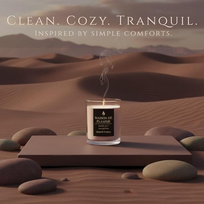 Island Cotton Scented Candle – 150g / 5.3 oz Soy Wax Blend, Hand-Poured Candle with Cotton Wick & 10% Fragrance Load – Fresh Clean Cotton & Linen Home Candle for Bedroom & Bathroom