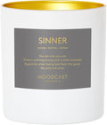 Moodcast Sinner Scented Candle - Aesthetic Candle for Home, Smoke, Leather & Vetiver, Clean Coco Wax Blend, Vegan, Paraben Free, 45-Hour Long Lasting Burn - 8oz