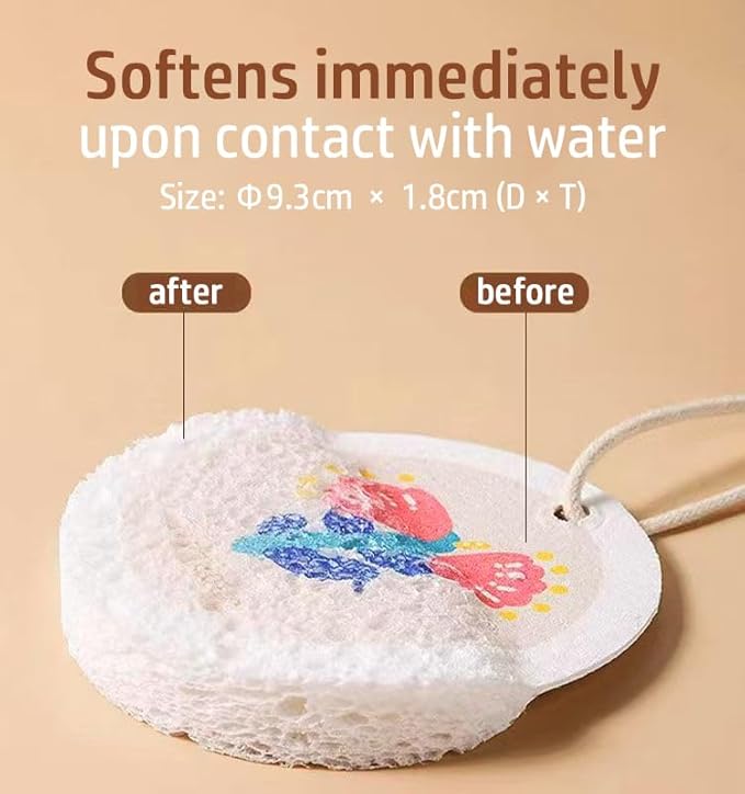 Flower-Shaped Compressed Wood Pulp Sponge Scrubber - Dual-Sided Natural Dish Sponge for Kitchen, Eco-Friendly Quick-Drying Sponges for Dishes (12pcs)
