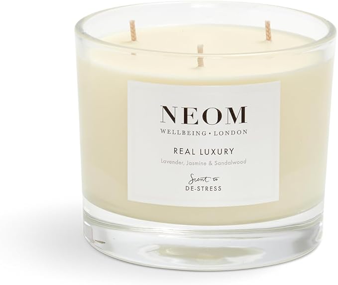 NEOM - Candle, 3 Wick | Lavender, Jasmine & Sandalwood | Scented Candles for Home | Luxury Aromatherapy Candles | Essential Oil Candles | Tranquil & Relax | Signature De-Stress Scent