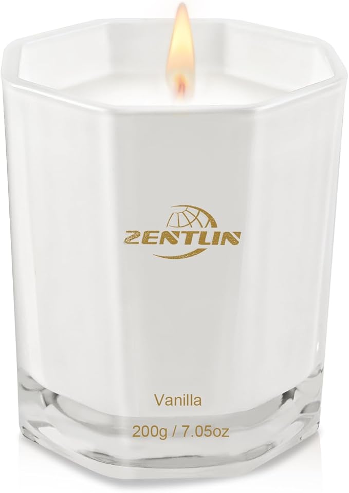 Vanilla Scented Candle - Valentine's Day Gifts for Her & Him - Natural Soy Wax Nostalgic & Comforting Candle for Home - Stylish Octagonal Design - 7.05 oz, 50 Hours Burn Time