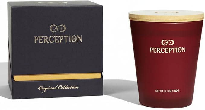PERCEPTION AROMAS Luxury Scented Candle | Amber Grapefruit | Hand Poured Soy Wax Candle with Gift Box | Elegant Fragrances | 50 Hour Burn Time (8.1 oz)