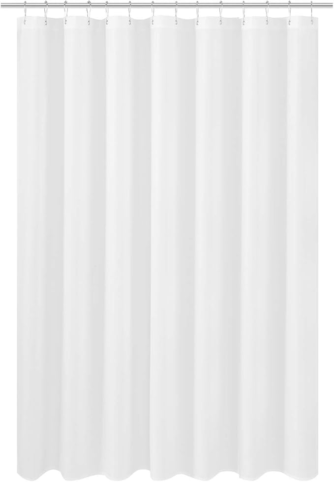 N&Y HOME Fabric Shower Curtain Liner Wide and Long 78 x 78 inches, Hotel Quality, Washable, Water Repellent, White Bathroom Curtains with Grommets, 78x78