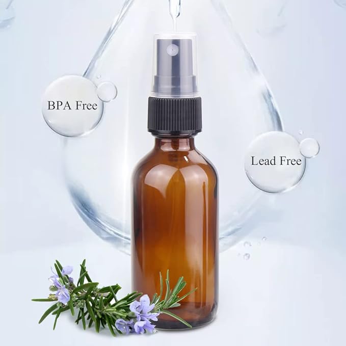 Wedama Spray Bottle, 4 oz Fine Mist Glass Spray Bottles, Little Refillable Liquid Containers for Watering Flowers Cleaning (16 Pack, Amber)