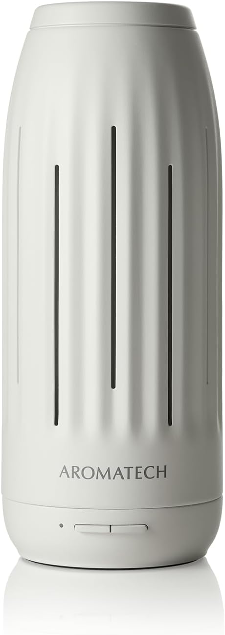 AromaTech Ambience Scent Diffuser for Essential Oil Blends & Fragrances – Waterless Scent Machine w/Bluetooth for Home, Bathroom Boutiques, Hotel, Spa – White Stone Mini (White Stone)